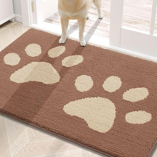 Buganda Dog Door Mat for Muddy Paws, Absorbent Dirt Trapper Washable Indoor Doormats, Non Slip Low-Profile Mud Mat for Dogs, Front Entrance Doormat for Inside Floor (30x20 Inches, Camel)