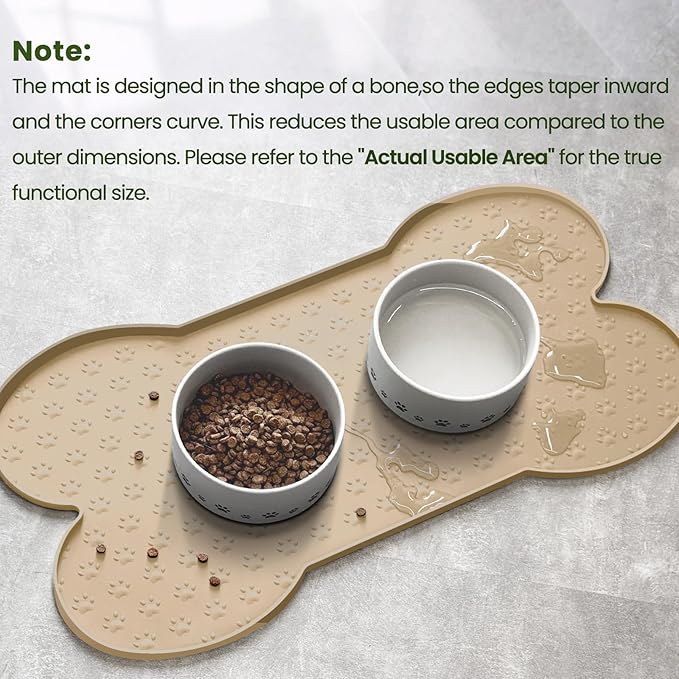 Dog Food Mat Anti-Slip Silicone Dog Bowl Mat Thicker Pet Placemat Waterproof Cat Feeder Pad with Raised Edge Puppy Kitten Feeding Mats Suitable Small Medium-Sized Dogs Cats Eating Tray