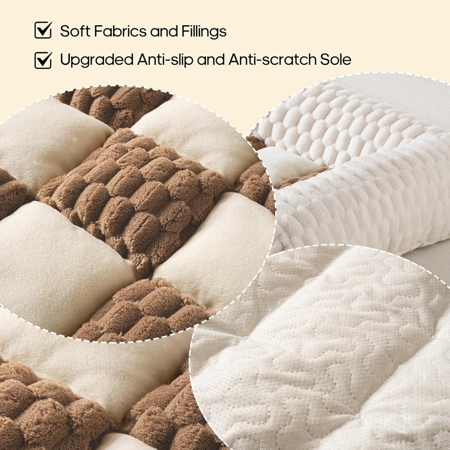 Dog Couch Bed, Thick Flannel Dog Couch Cover Protector, Washable Pet Couch Covers for Sofa, Non-Slip Couch Covers for Dogs, Pet Bed Mat for Couch (Brown, M-33.45 x 30.71 inch)