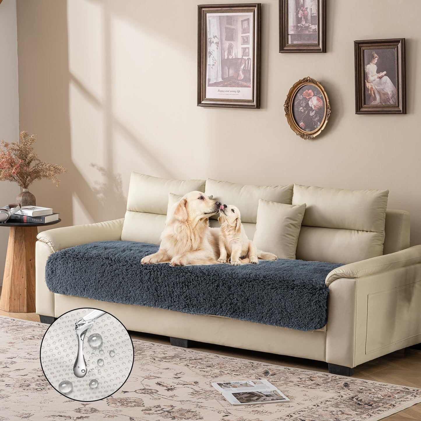 Dogs/Cats Bed Mats, Dog Pad Washable Removable Couch Cover with Anti-Slip Back, Plush Long Fur Mat, Perfect for Small, Medium and Large Dogs.(Navy Blue, 30"x70")