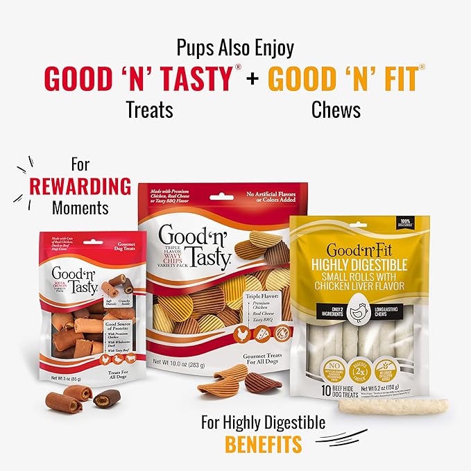 Good ‘n’ Fun Triple Flavor Wings Chews for All Dogs, 8 Ounces, Treat Your Dog to Long-Lasting Chews Made with Chicken, Beef Hide and Pork Hide