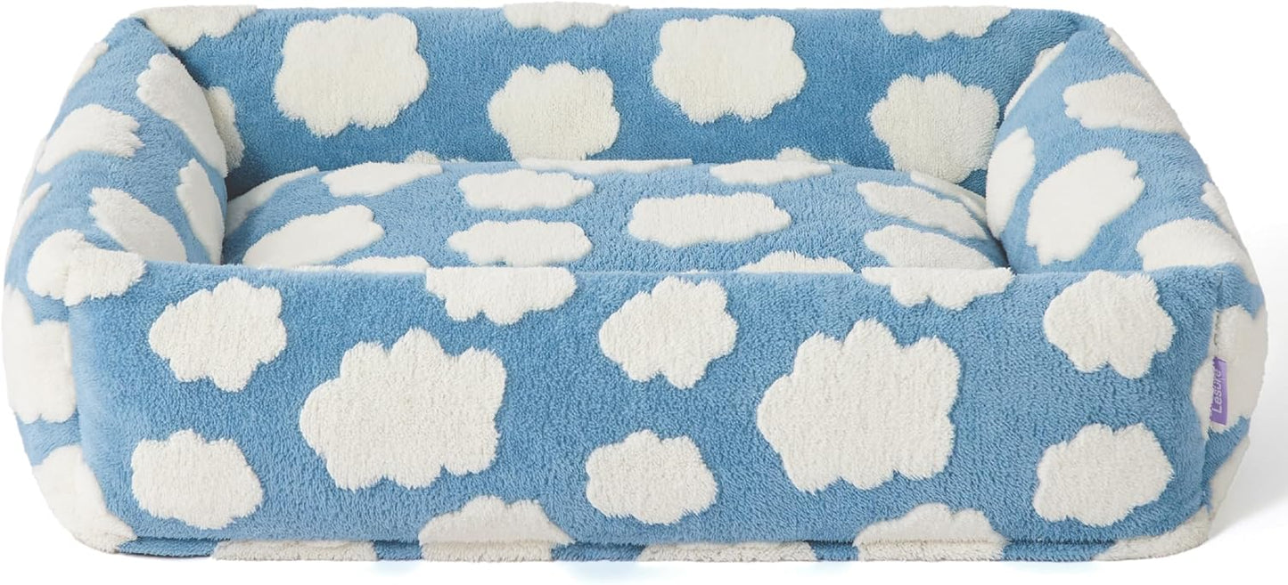 Lesure Cute Dog Bed for Large Dogs - Washable Pet Beds,Cozy Rectangle Orthopedic Sofa with Jacquard Shaggy Plush & Anti Slip Bottom,36x27x8inches