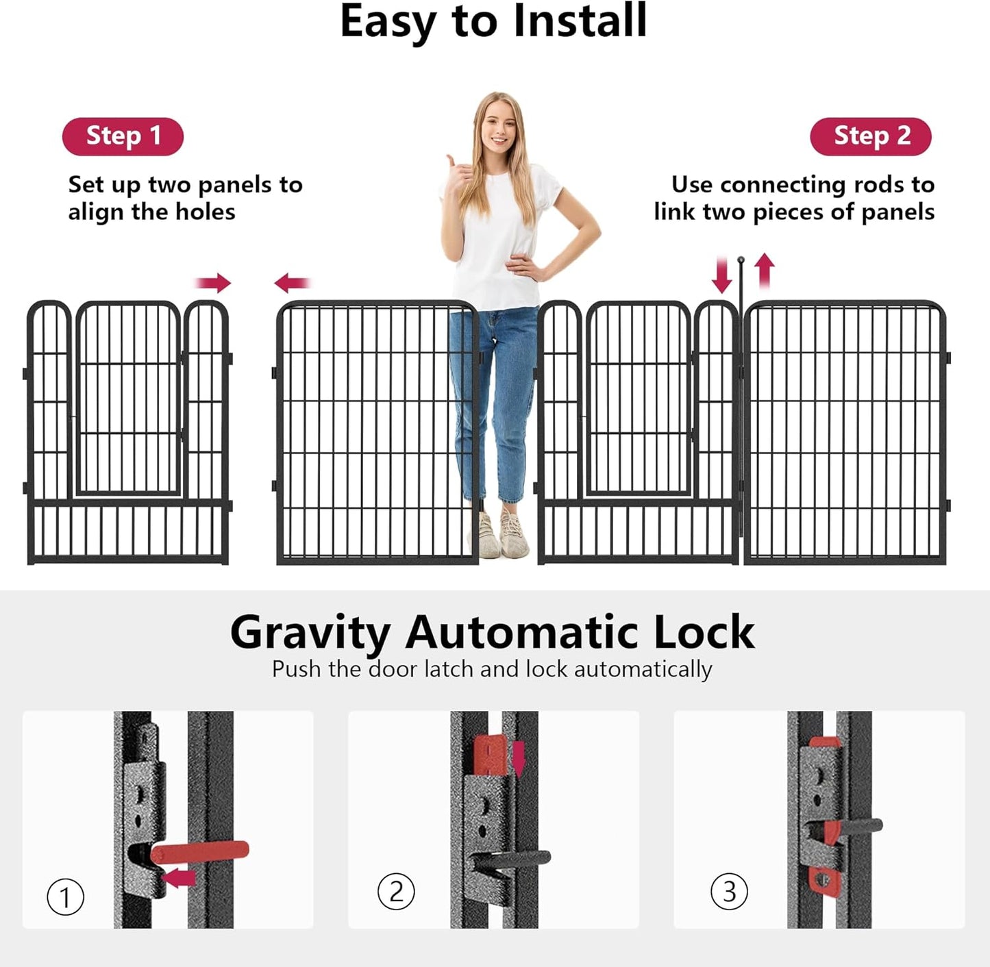 Dog Playpen 32" Height 20 Panels Portable Pet Fence Outdoor for Yard Indoor Dog Pen Outdoor for Medium/Small Animals, Large Pet Puppy Playpen Heavy Duty Pet Fence for RV Camping, Yard