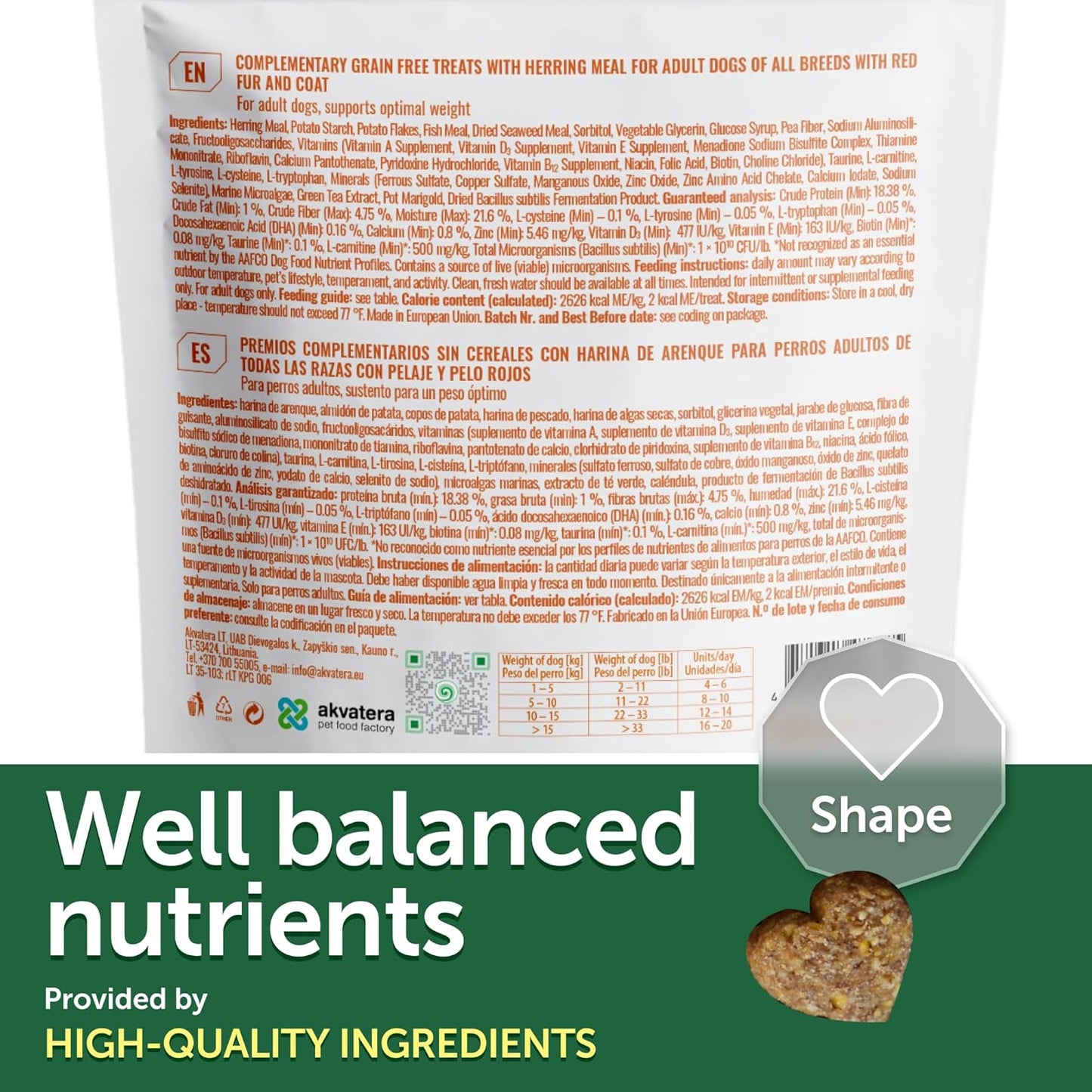 Nature's Protection Grain Free Low Calorie Dog Treats - Training Dog Treats for Adult Small, Medium & Large Breed Dogs with Red Fur (Superior Care - Herring, 5.29 oz)