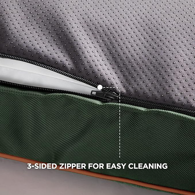 Bedsure Washable Dog Bed Medium Size Dog - 3 Inch Thicken Up to 45lbs Pet Mat Pillows with Removable Washable Cover, Green