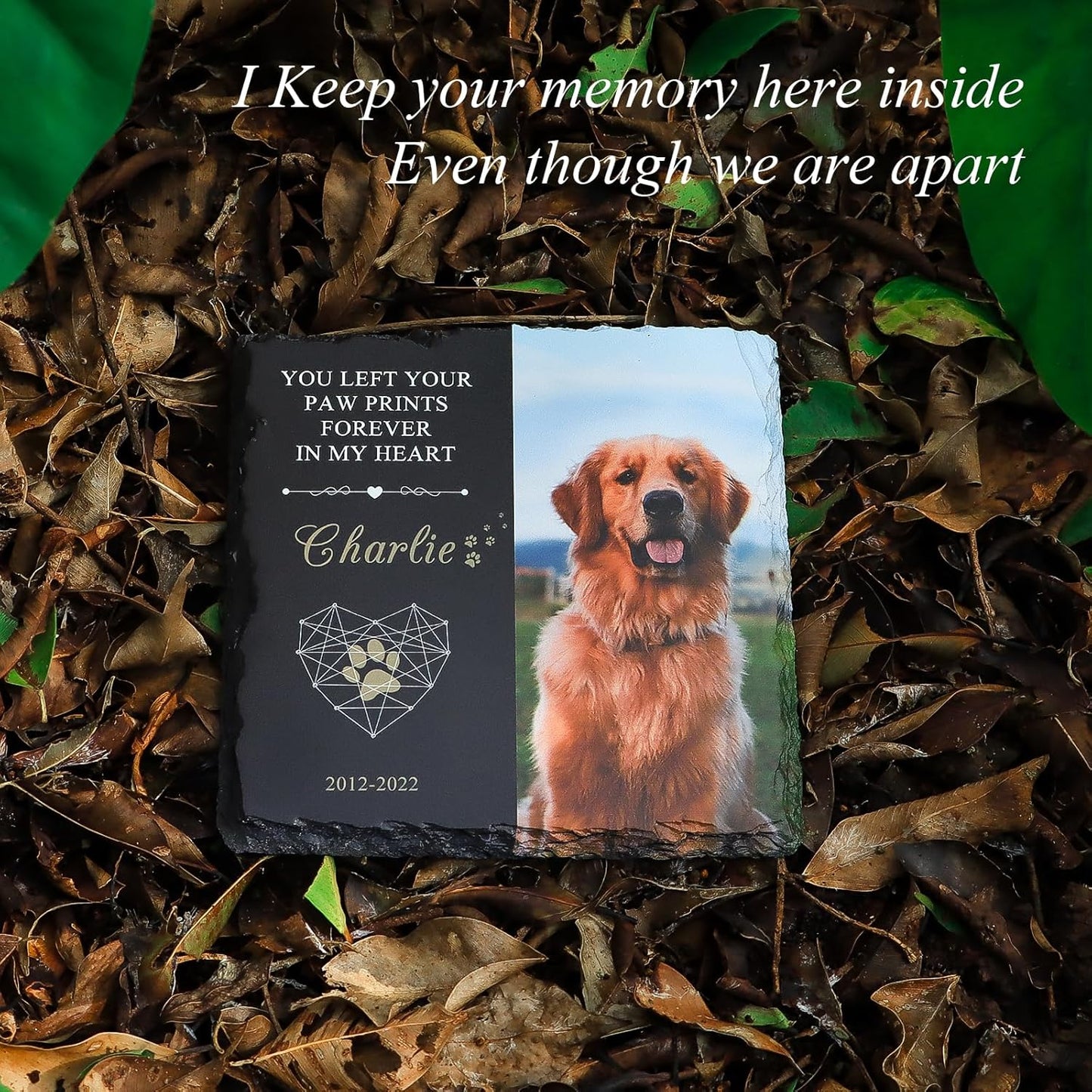 Bemaystar Personalized Dog Memorial Stone, Pet Memorial Gifts for Loss of Dog, Pet Memorial Stones for Dog, Pet Memorial Garden Stones, Dog Remembrance Stone, Pet Grave Markers Gifts for Cat Dog Lover