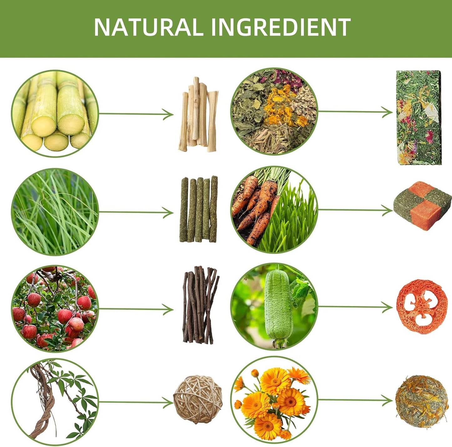 50-60pcs Natural Rabbit Chew Toys, Apple Sticks for Rabbits Rabbit Treats, Guinea Pig Toys Hamster Treats, Timothy Stick,Sweet Bamboo, for Guinea Pig, Hamster, Chinchilla, Rat, Small Animals