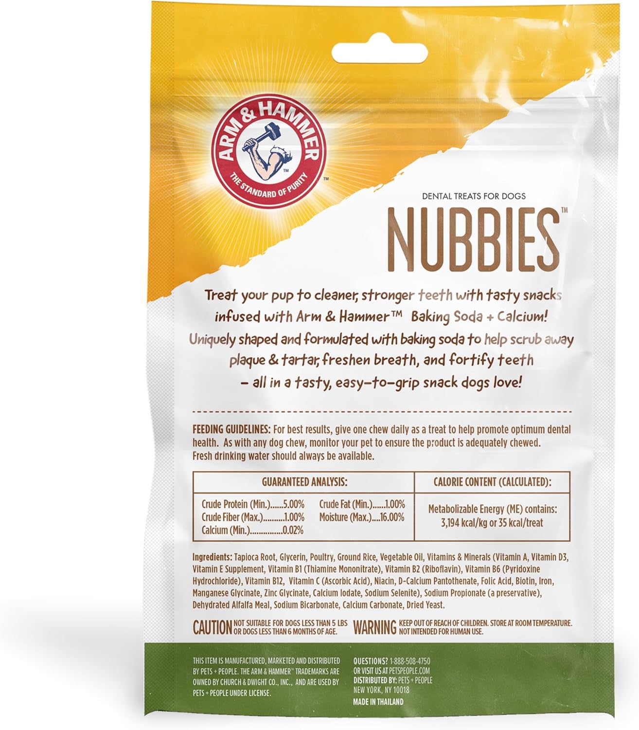 Arm & Hammer for Pets Nubbies Dental Treats for Dogs with Baking Soda & Calcium, Treat Chews Help Fight Bad Breath, Plaque & Tartar without Brushing, Chicken Dog, Sm Size, 20 Pcs (Packaging may vary)