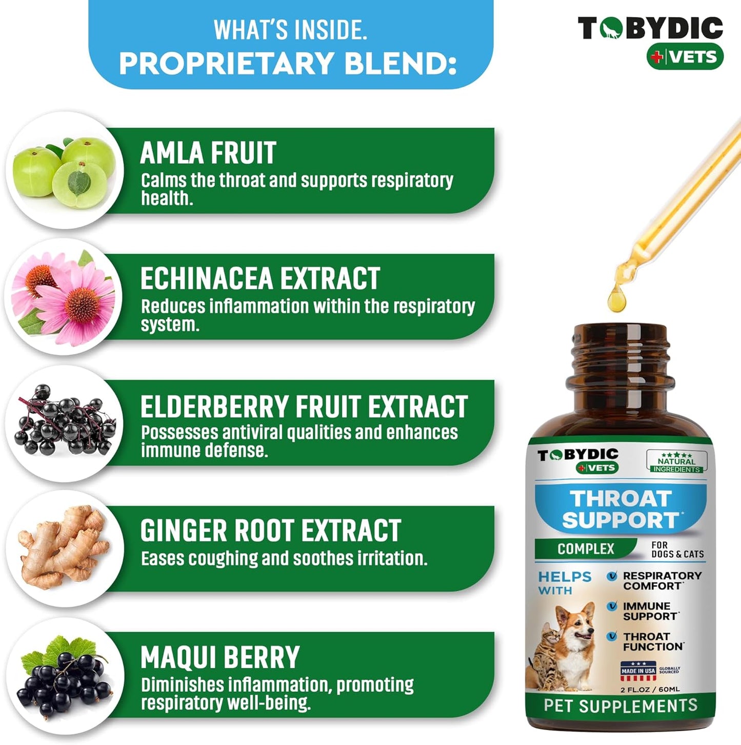 Dry & Wet Kennel Cough Natural Medicine & Relief for Dogs and Cats - Herbal Treatment Support Helps to Soothe Throat & Respiratory Trachea Comfort Supplement for Pets - Made in USA