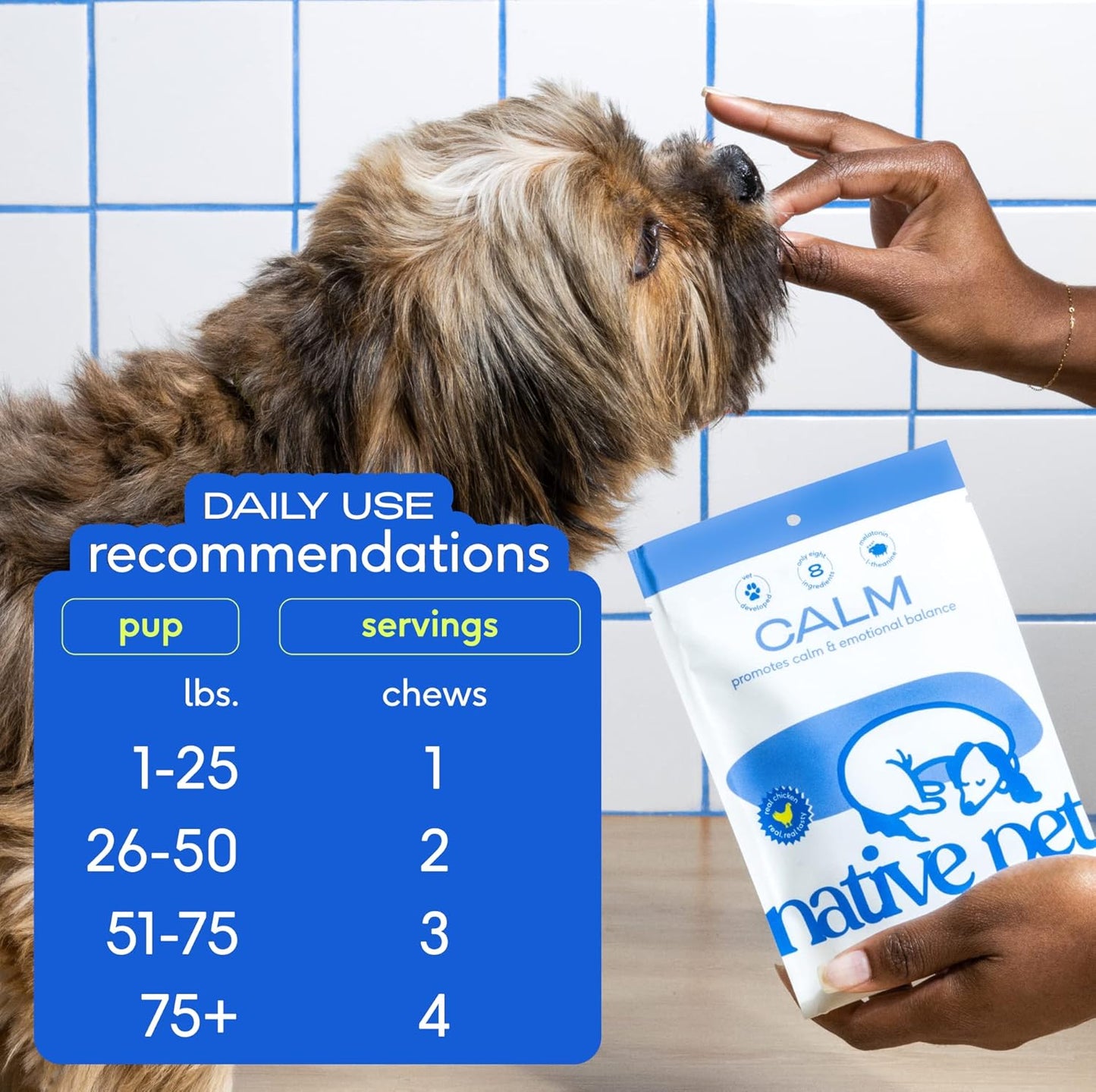 Native Pet Dog Calming Chews (60 Chews) & Organic Pumpkin for Dogs (8 oz.) - Melatonin for Small, Medium, Large Dogs and All-Natural, Organic Fiber Pumpkin Powder for Dogs