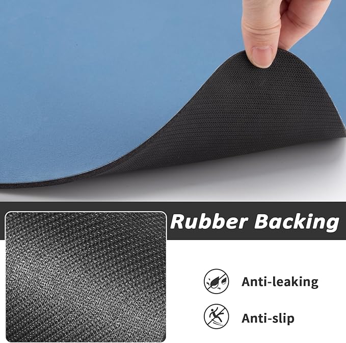 Pet Feeding Mat - Absorbent Dog Mat for Food and Water, No Stains Cat Bowl Mat, Easy to Clean Pet Placemats, Quick Dry Dog Water Dispenser Mat for Messy Drinkers | Blue 16"x 24"