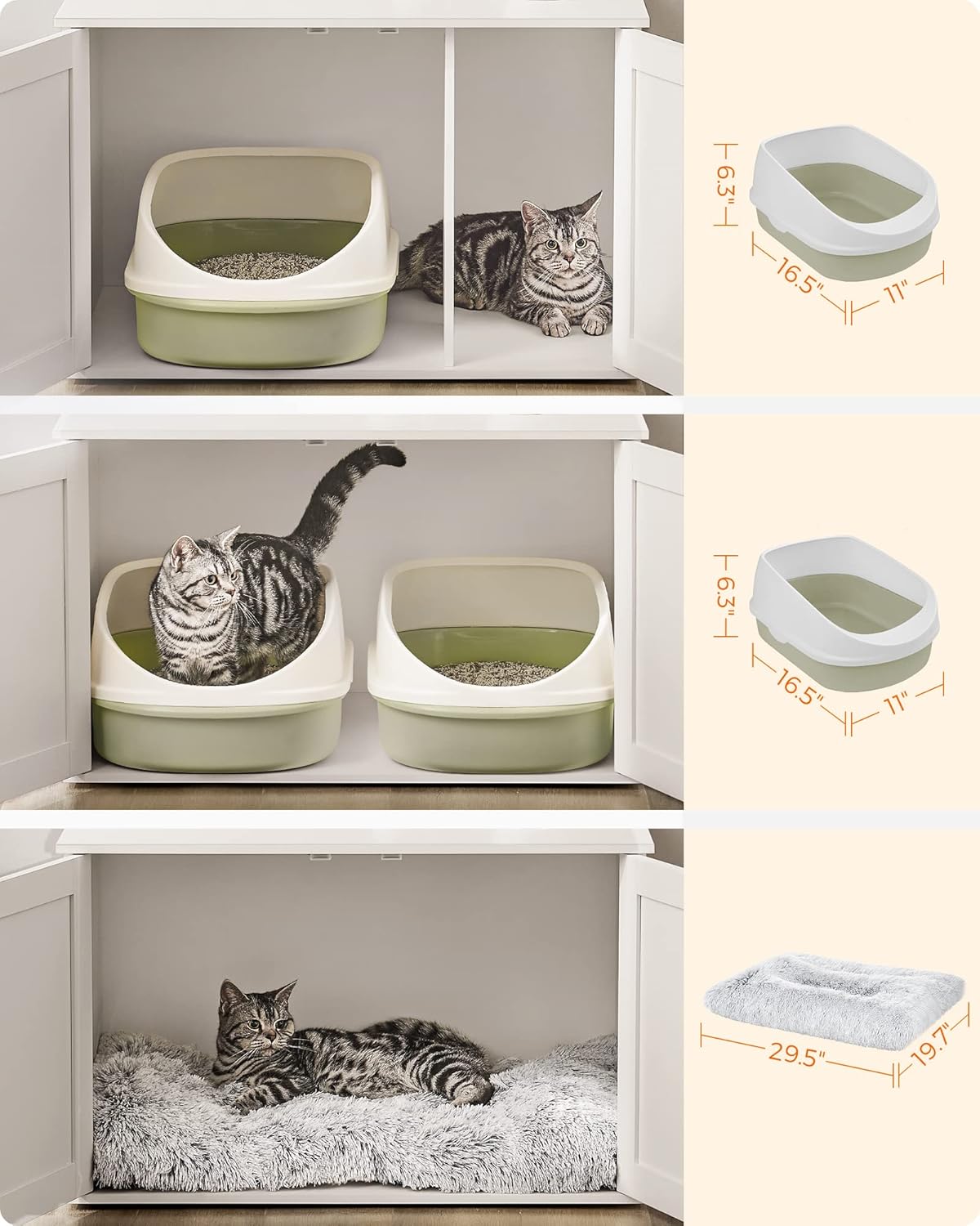 Feandrea Cat Litter Box Enclosure, Litter Box Furniture Hidden with Removable Divider, Indoor Cat House, End Table, 31.5 x 20.9 x 19.7 Inches, White UPCL002W01