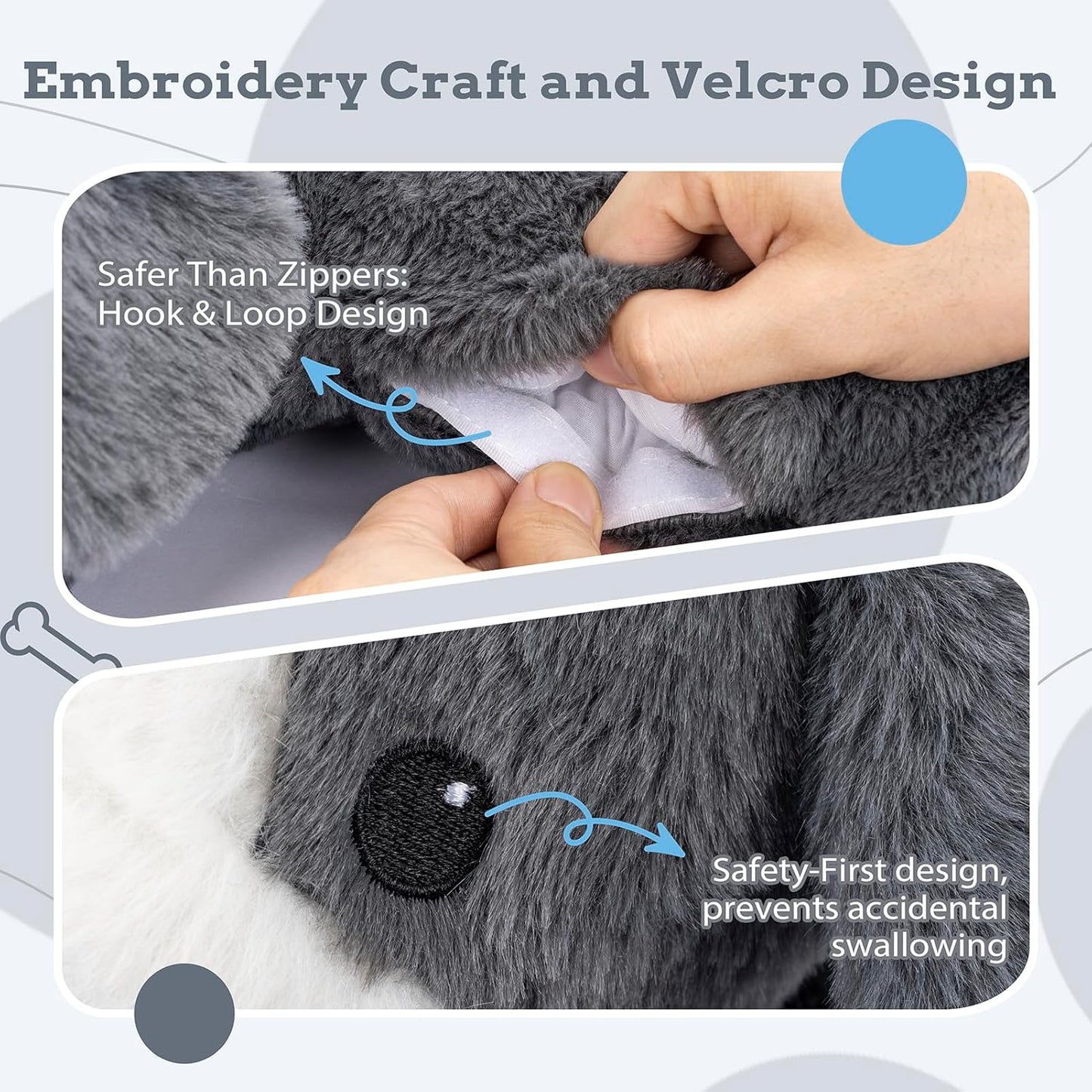 Heartbeat Puppy Toys Dog Heartbeat Toy for Anxiety Relief Calming Aid, Heartbeat Stuffed Animal for Puppy Dog Comfort Sleep Aid Crate Training, Puppy Essentials, Dark Gray