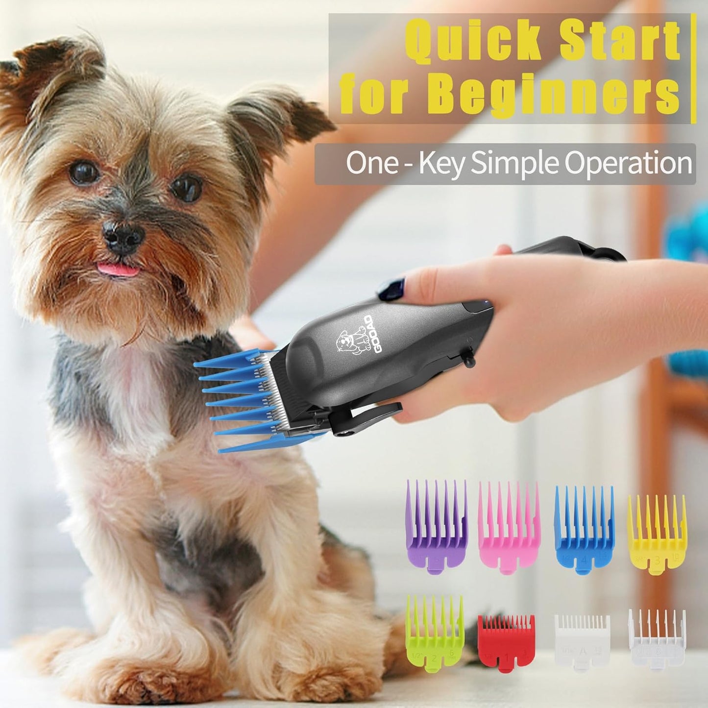 Dog Clippers for Grooming,Dog Grooming Kit for Heavy Thick Hair&Coats/Low Noise Rechargeable Cordless Pet Shaver with Paw Trimmer Nail Grinder/Hair Trimmer for Small & Large Cats