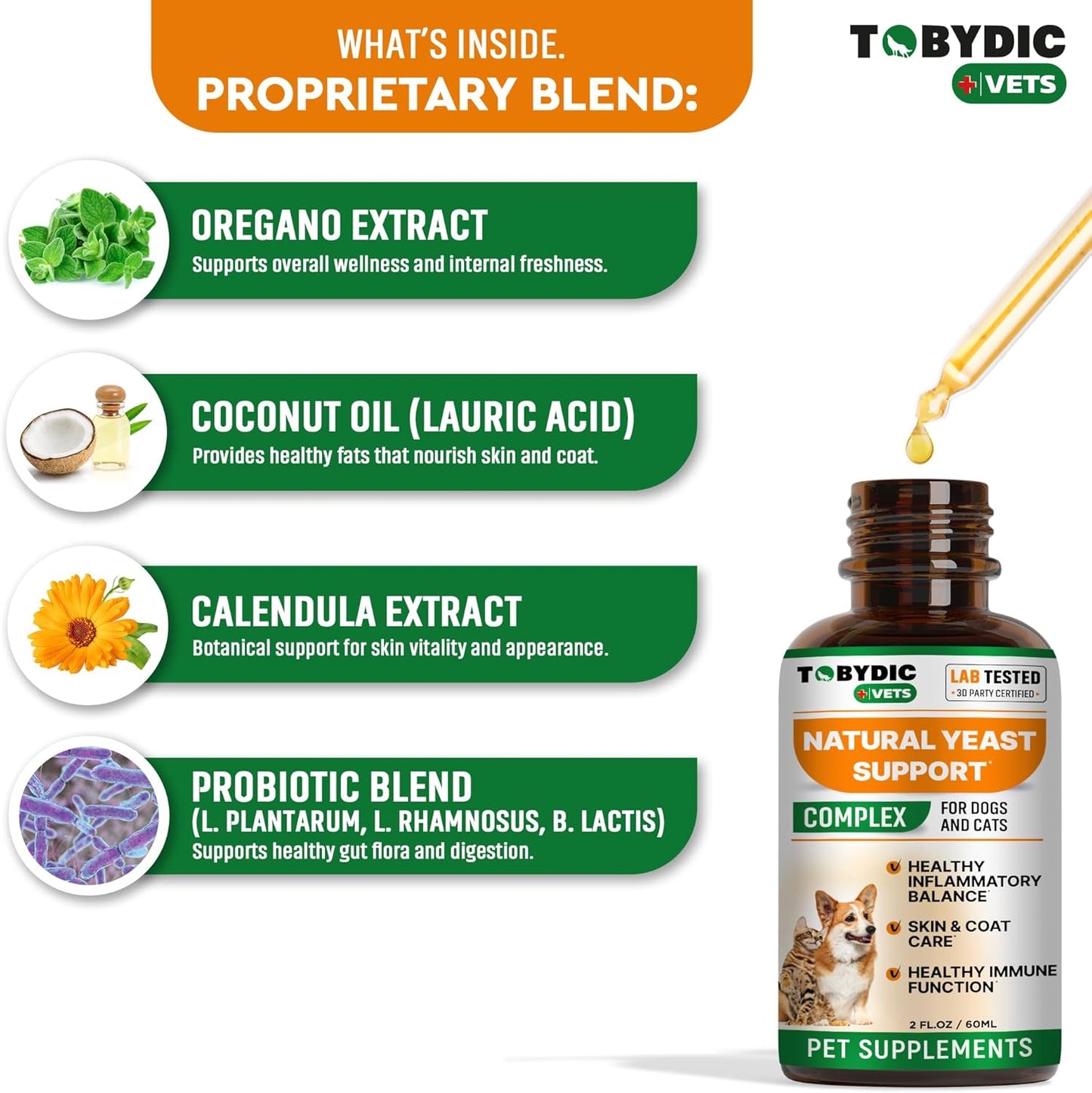 Natural Cats & Dog Yeast Infection Relief - Itchy Skin & Ear Treatment - Reduces Irritation & Relieves Itching and Allergy - Herbal Medicine Drops Supplement (2 Pack (60 ml + 60 ml))