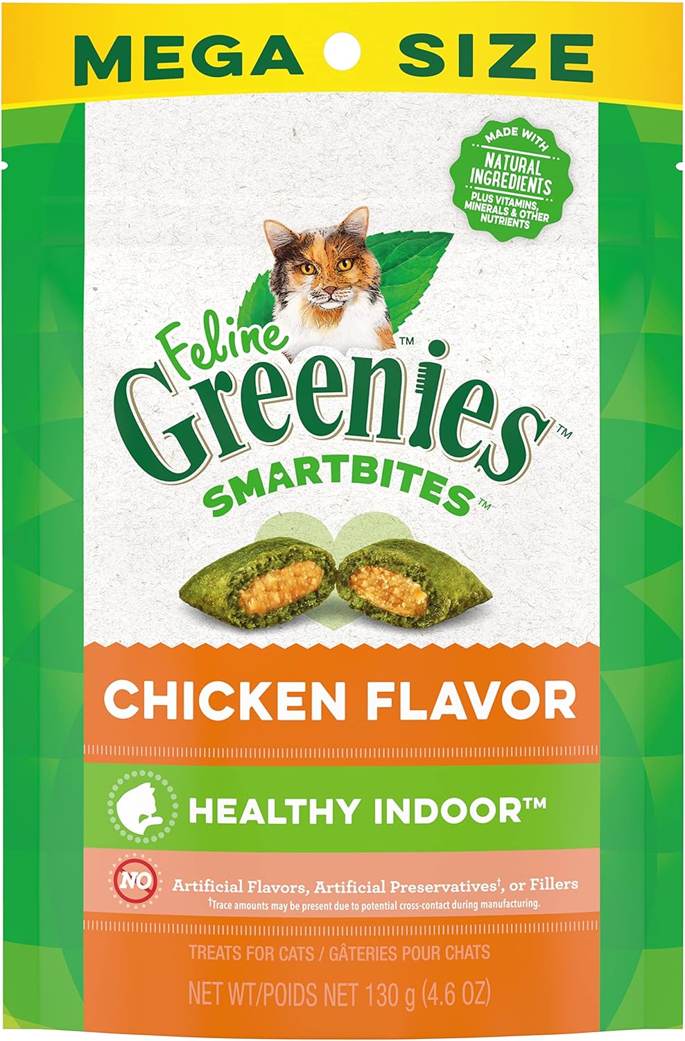Greenies Feline Smartbites Healthy Indoor Cat Treats, Chicken Flavor, 4.6 oz. Pack