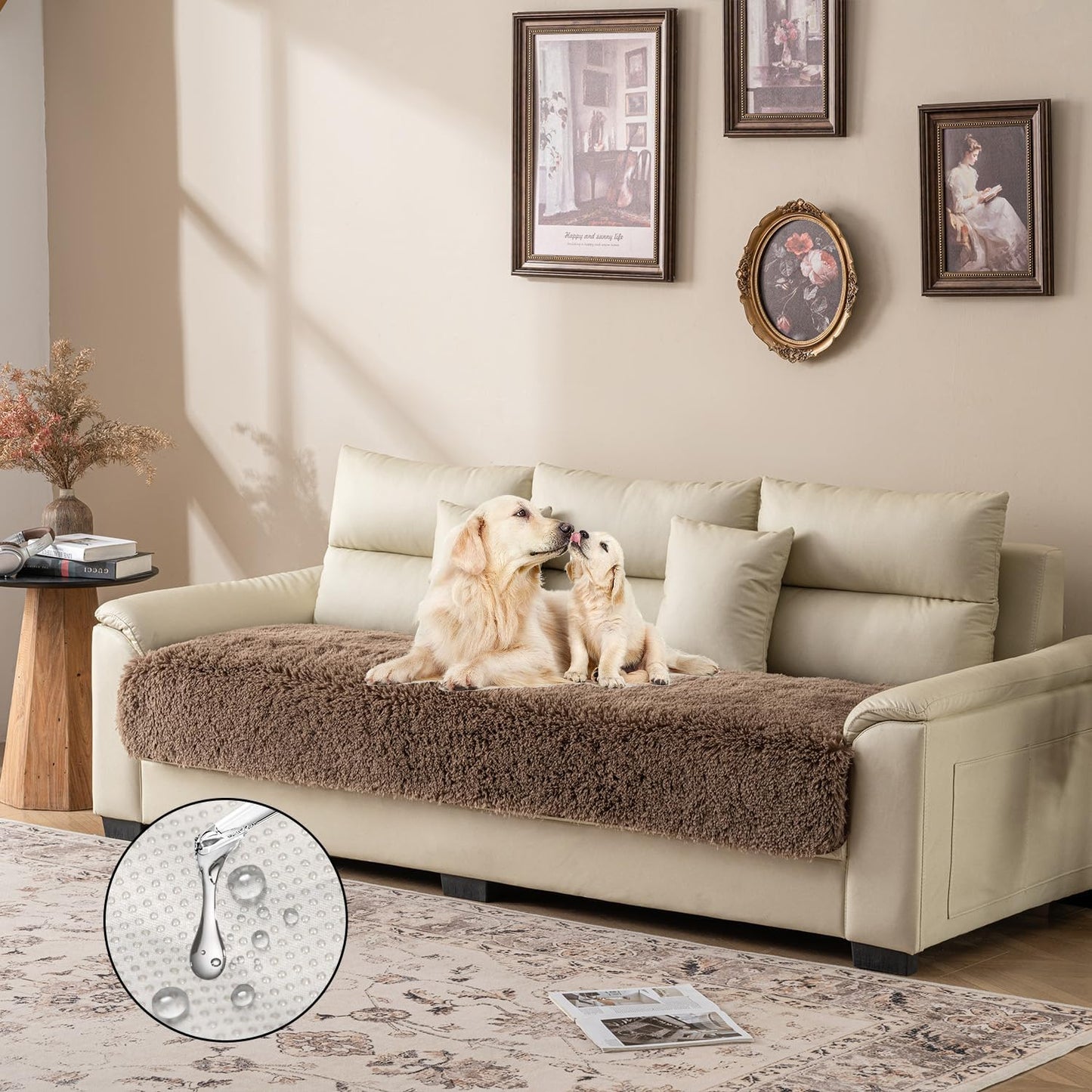 Dogs/Cats Bed Mats, Dog Pad Washable Removable Couch Cover with Anti-Slip Back, Plush Long Fur Mat, Perfect for Small, Medium and Large Dogs.(Brown, 30"x53")