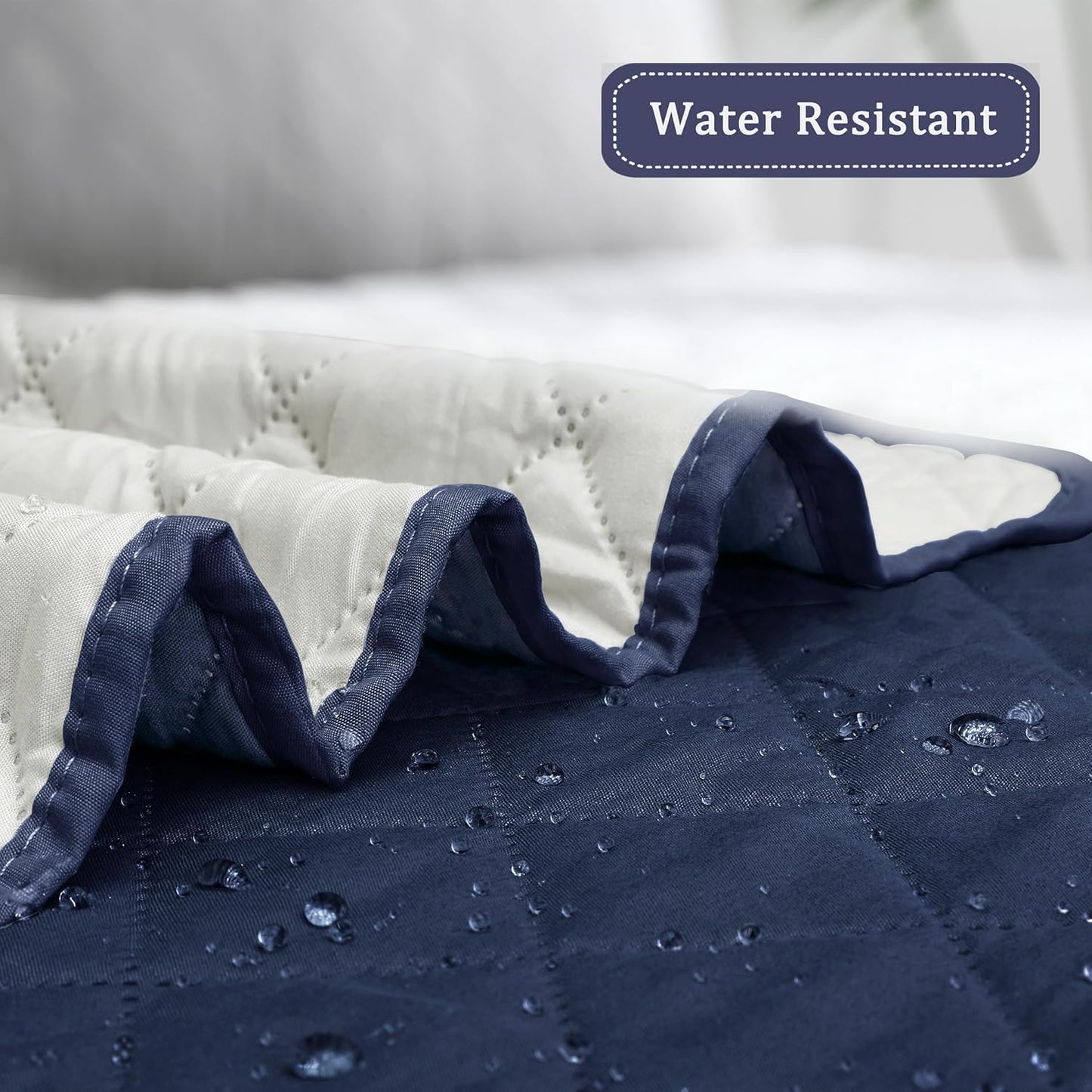 Easy-Going Reversible Chair Cover Washable Sofa Cover for Dogs Water Resistant Couch Slipcover Furniture Protector Cover with Adjustable Straps for Pets (Chair 30 in, Navy/Ivory)