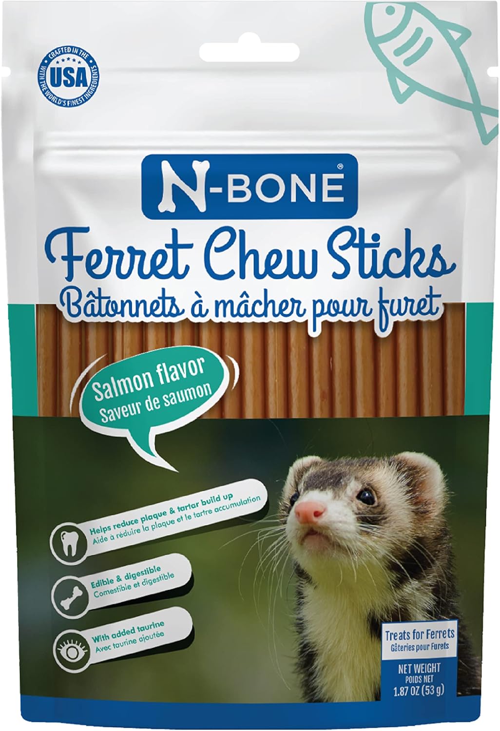 N-Bone Ferret Chew Sticks Salmon Flavor, 1.87-oz Bag