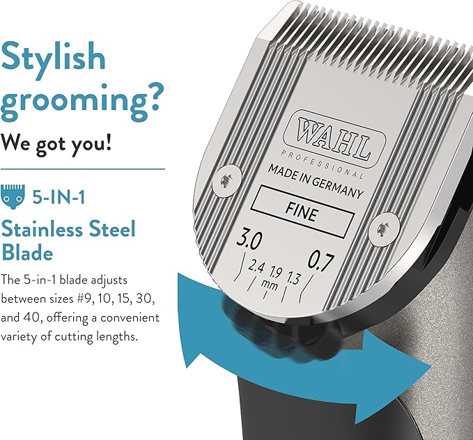 WAHL Professional Animal Bravura Lithium Ion Clipper - Pet, Dog, Cat, and Horse Corded/Cordless Clipper Kit, Gunmetal (41870-0425)