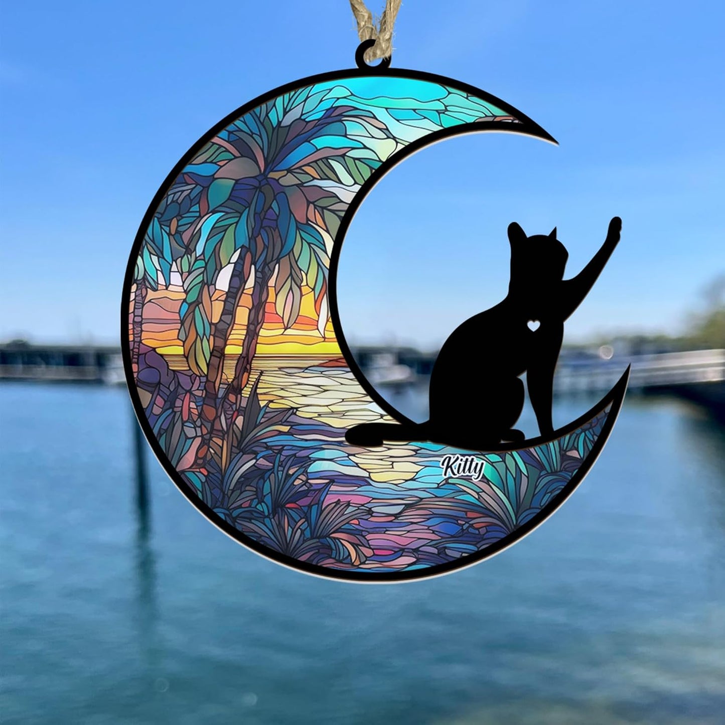 Personalized Cat Memorial Suncatcher Ornament - Custom Name Decor, Christmas Ornament, Pet Remembrance Keepsake, in Loving Memory Gift for Cat Lover, Loss of Pet Sympathy