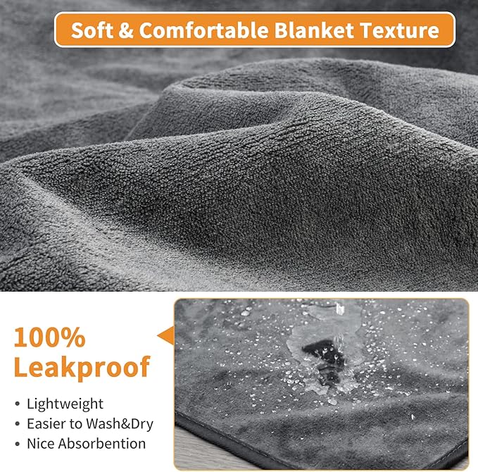 Washable Dog Pee Pads 24x36 2Pack Reusable, Absorb Dog Mats Non-Slip for Puppy Training, Whelping, Potty, Playpen, Crate