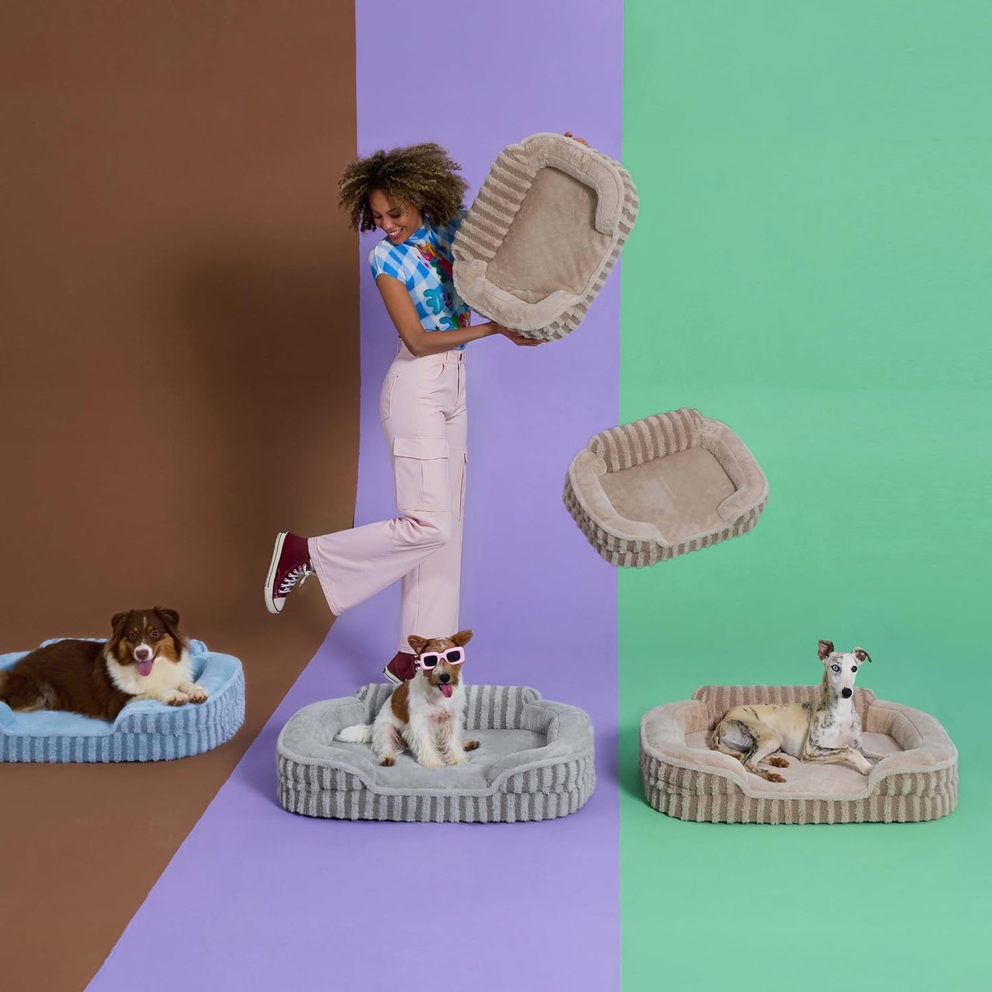 LE SURE Cute Dog Bed for Small Dogs, Orthopedic Waterproof Small Pet Beds with Sides, High Back Non-Slip Bottom and Egg-Crate Foam Puppy Couch Sofa with Washable Removable Cover, Grey