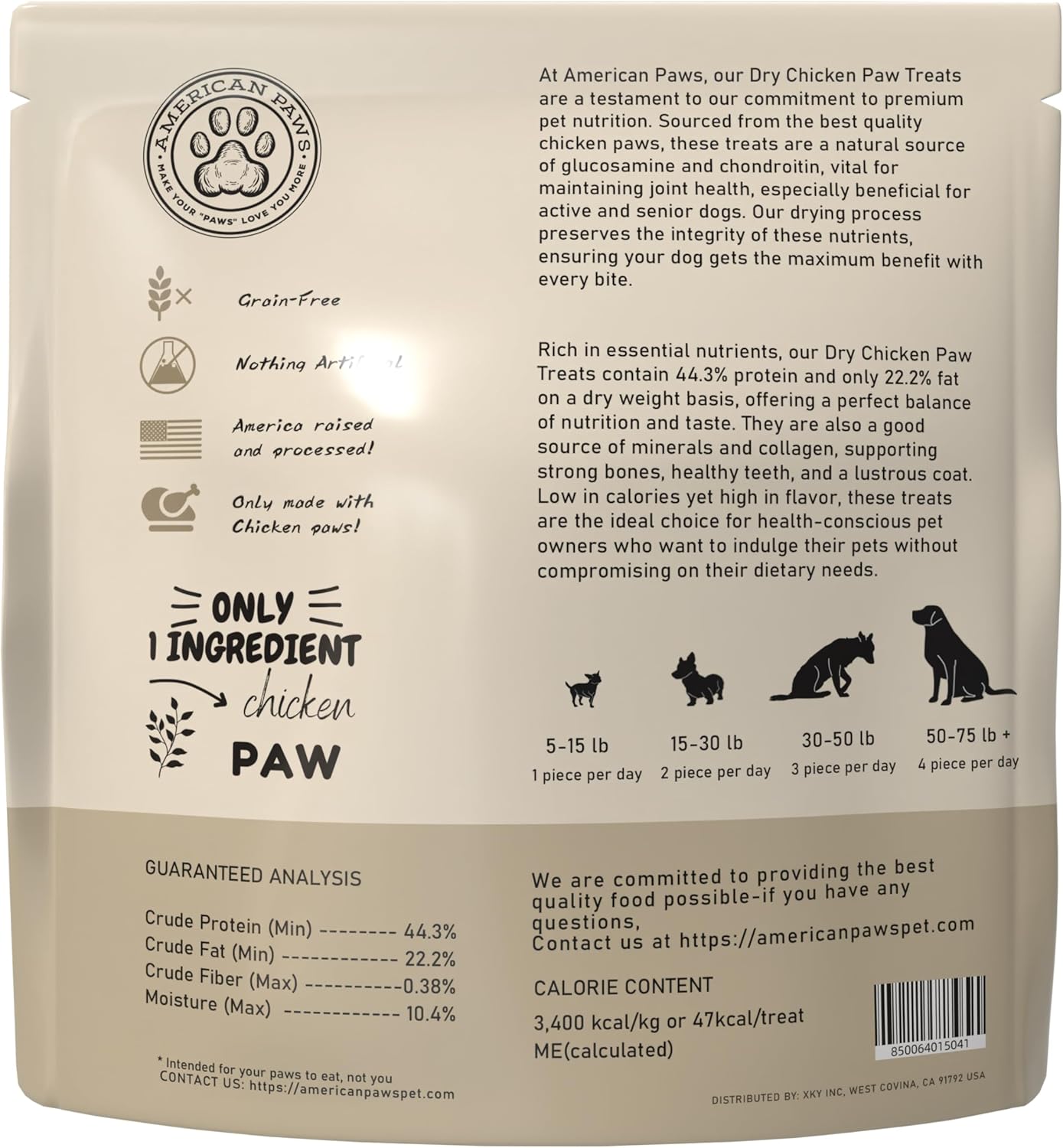 American Paws Dehydrated Chicken Feet Dog Treats, Only One Ingredient, No Additives, Made and Sourced in USA (3LB)
