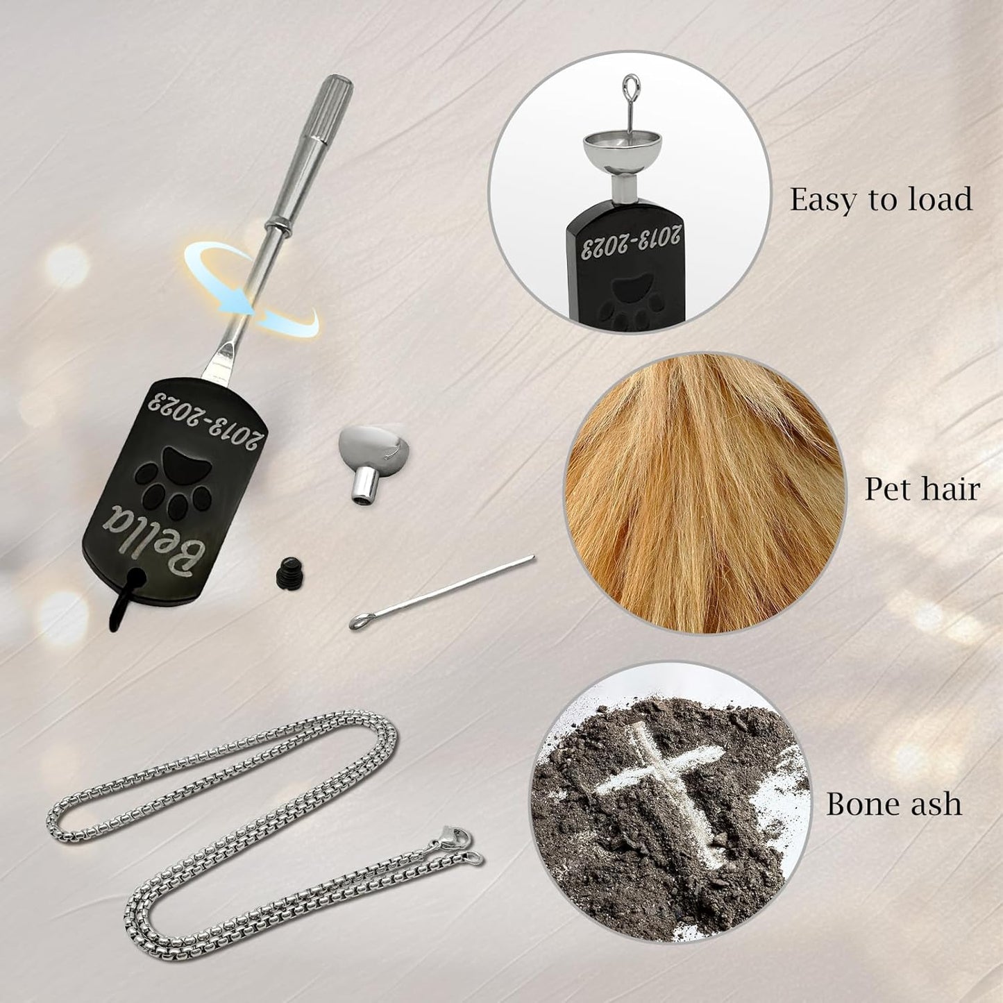 Funnylife Personalized Pet Urn Necklaces for Dog Cat Ashes Custom Photo Text Stainless Steel Cremation Jewelry Pet Loss Memorial Gift