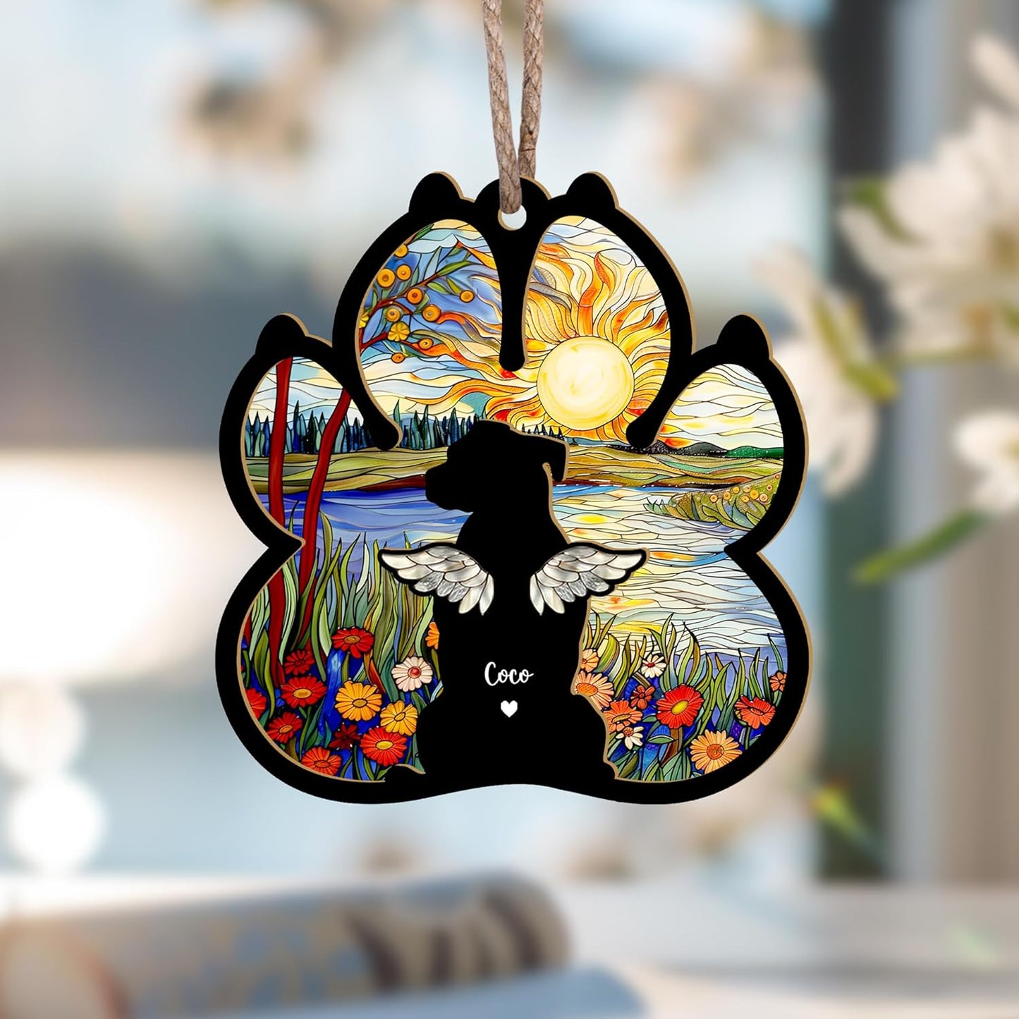Personalized Dog Memorial Suncatcher – Custom Suncatcher with Name & Breed for Up to 3 Pets, Pet Loss Sympathy Gift, Memorial Keepsake for Dog Lovers