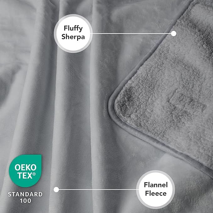 PetAmi Waterproof Dog & Cat Blanket, Pee Proof for Couch, Reversible, Soft Fleece, Washable, 40x60 Light Gray