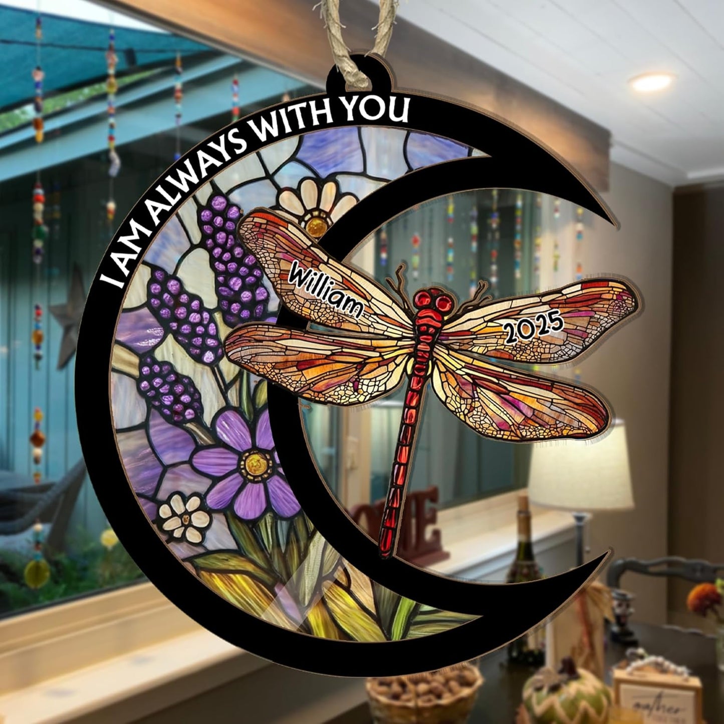 Personalized Dragonfly Suncatcher Ornament - Dragonfly Gifts for Women, Dragonflies Gifts for Women Dragonflies Lovers, Gift for Mother's Day, Birthday Anniversary for Mom from Daughter Son