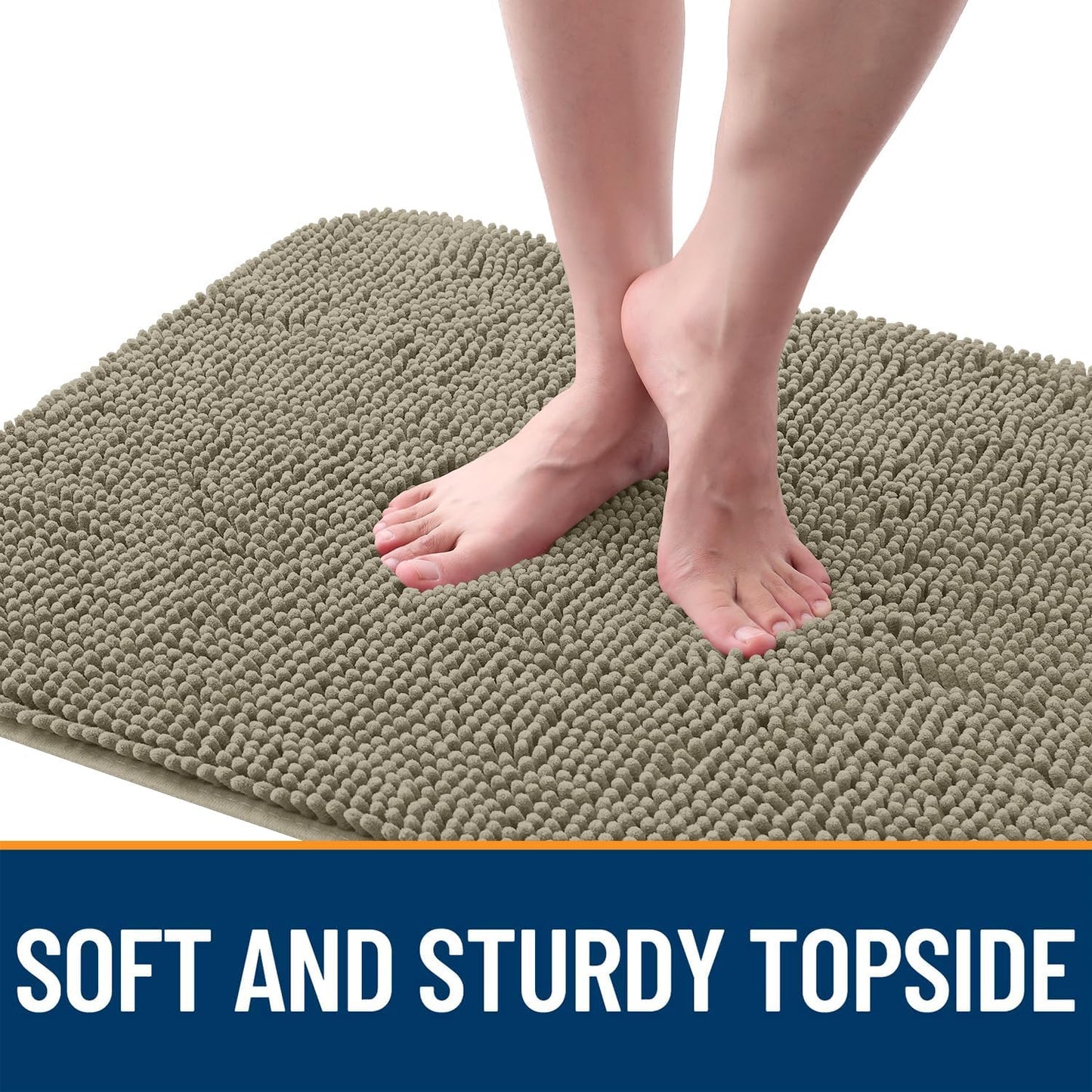 OLANLY Dog Door Mat for Muddy Paws 44x24, Absorbs Moisture and Dirt, Absorbent Non-Slip Washable Doormat, Quick Dry Chenille Mud Mat, Entry Indoor Entryway Carpet for Inside Floor, Warm Taupe