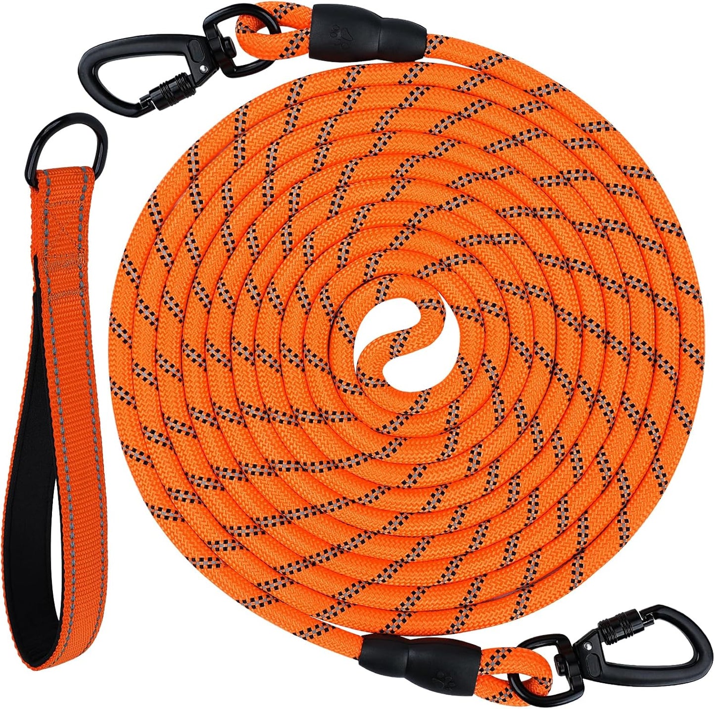 Joytale Long Leash for Dog with Removable Padded Handle, Heavy Duty Lead for Large Medium Dogs,15FT/30FT/50FT/65FT Reflective Training Leash for Play, Camping, Backyard Tie Out, Orange, 50FT