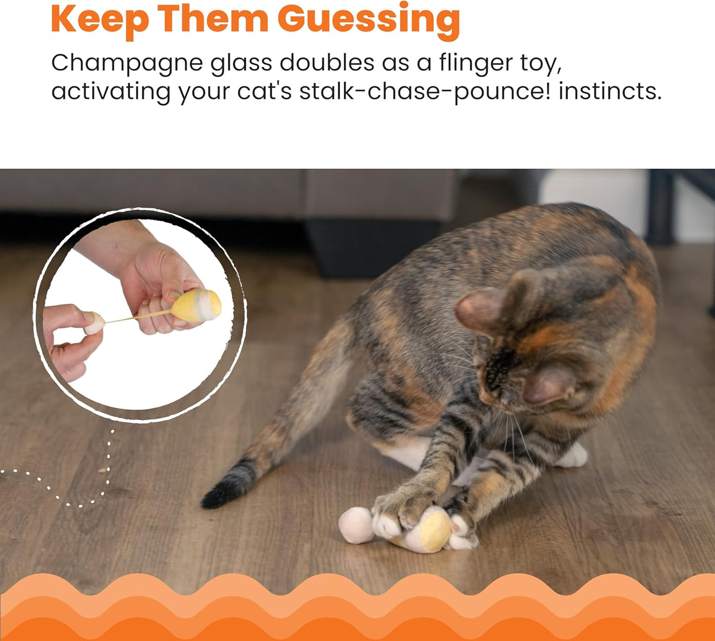 Catstages Purrsecco & Cupcakes Cat Toys, 6-Pack Catnip Toys with Feathers, Crinkle & Mesh, Multicolored