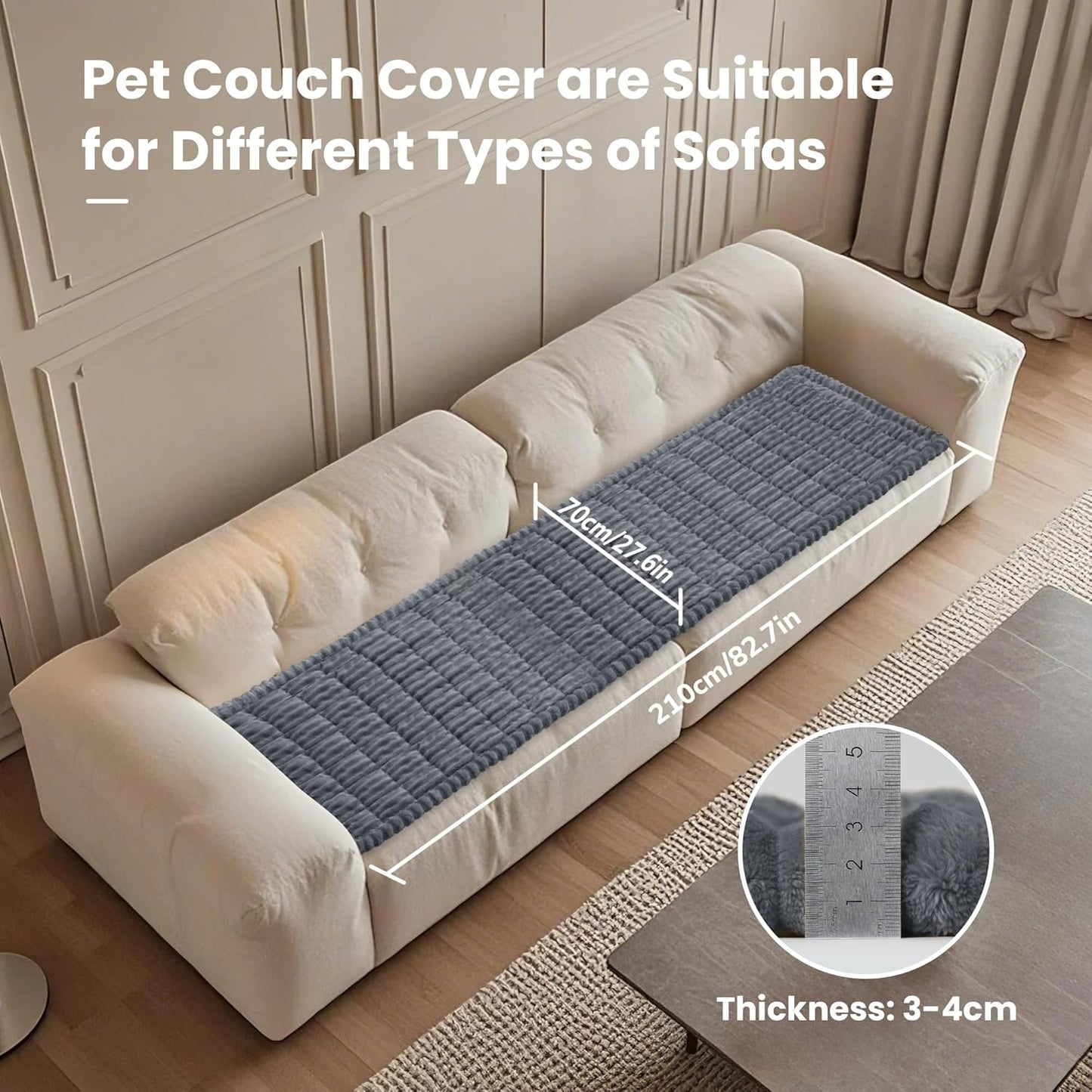 Dog Couch Cover Protector, Non-Slip Couch Covers for Dogs, Durable Pet Couch Covers for Sofa, Fuzzy Dog Blanket for Couch Bed Furniture Sofa, Washable & Pet Friendly