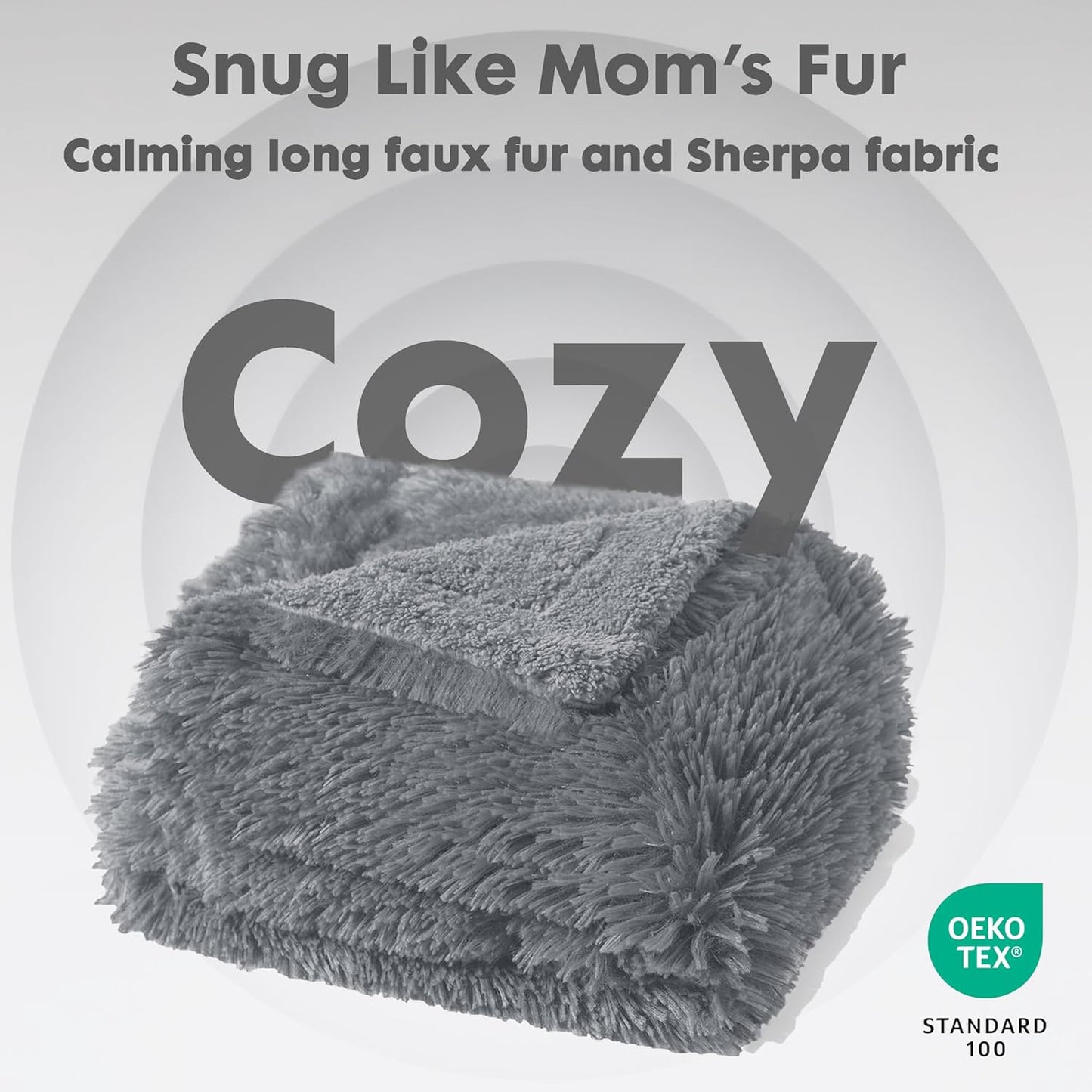 gogobunny Waterproof Dog Blanket for Large Dogs, Cats, Puppy, Reversible Faux Fur Pet Throw Blanket, Washable, Calming Furniture Protection for Sofa Bed (50x60 Inch (Pack of 1), Light Grey)