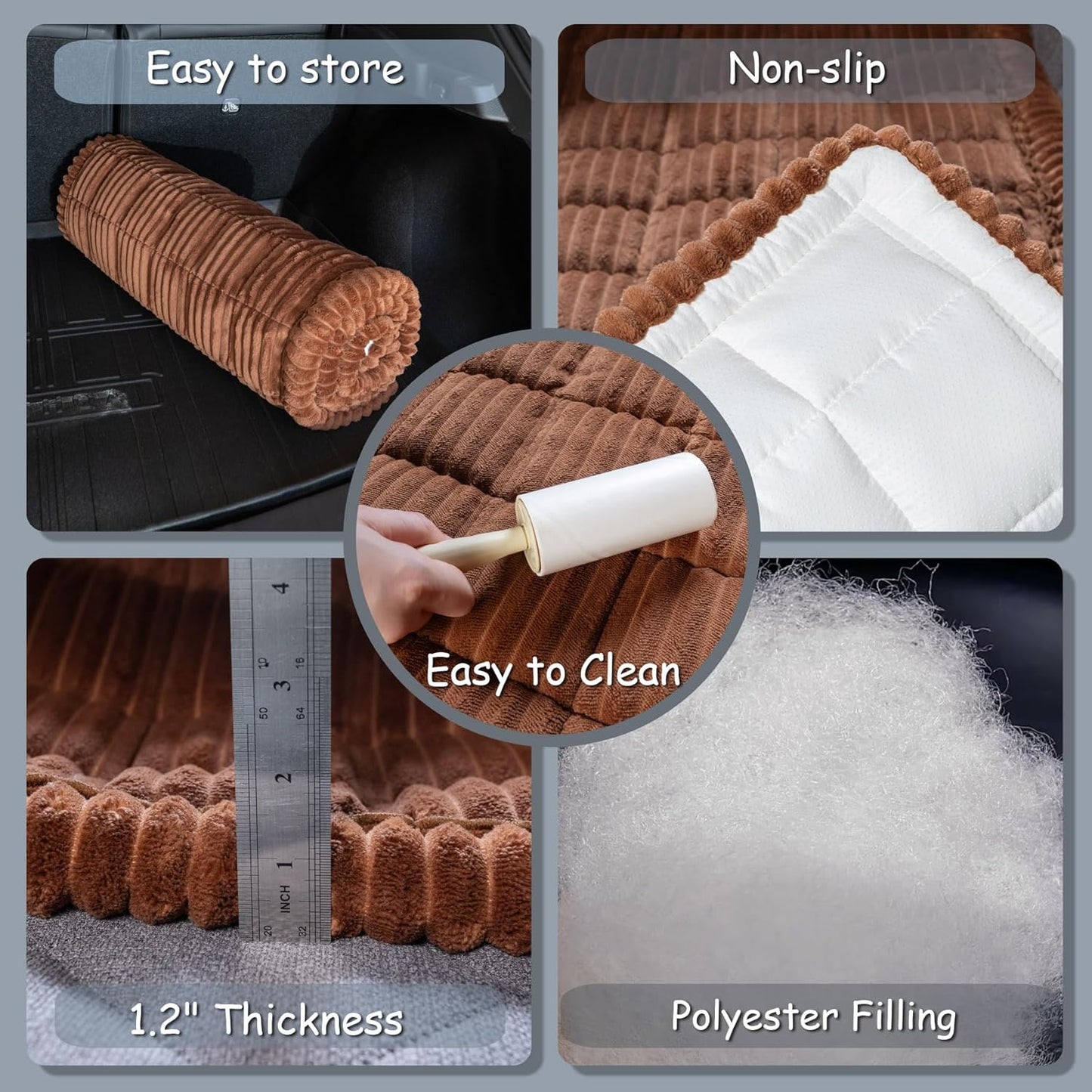 Dog Bed for Car Back Seat, Non-Slip Backseat Pet Bed Mat for Travel, Soft Dog Seat Cover Blanket Washable Couch Protector Fit for Hammock Extenders in Cars, SUVs and Trucks(54"×25" Brown)