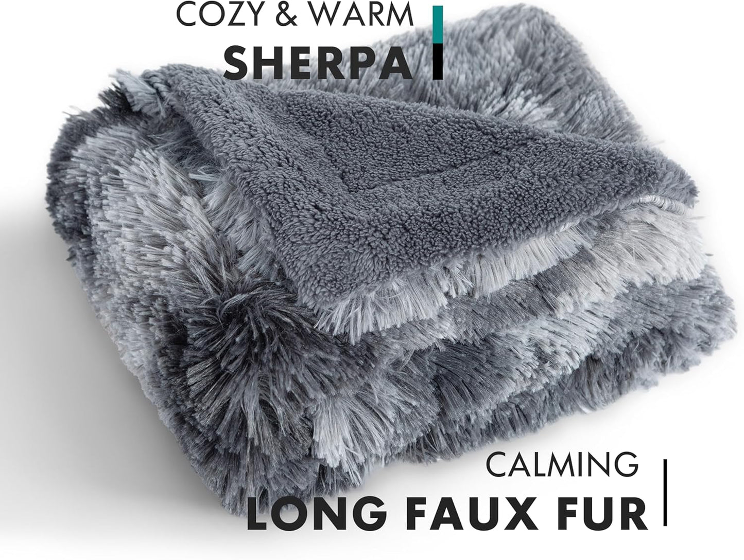 gogobunny Waterproof Dog Blanket for Large Dogs, Cats, Puppy, Reversible Faux Fur Pet Throw Blanket, Washable,Calming Furniture Protection for Sofa Bed (40x50 Inch (Pack of 1), Tie-dye Grey)