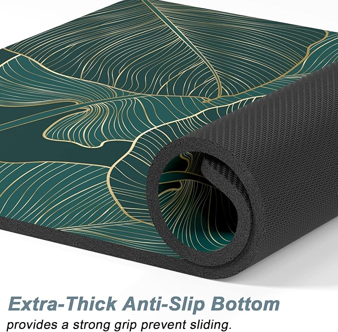 Rnivvi Dog Food Mat, 12" x 19" Flower Absorbent Dog Cat Bowl Mat for Food and Water, Cute Anti-Slip Rubber Pet Feeding Rug Protect Floors, Puppy Placemat for Feeding & Watering Supplies, Tropical