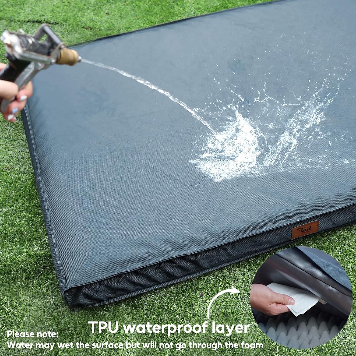 Outdoor Dog Bed for Medium Dogs, Waterproof Dog Crate Bed for Puppy Beds, Orthopedic Egg Crate Foam Pet Bed with Washable and Removable Oxford Cover, Blue