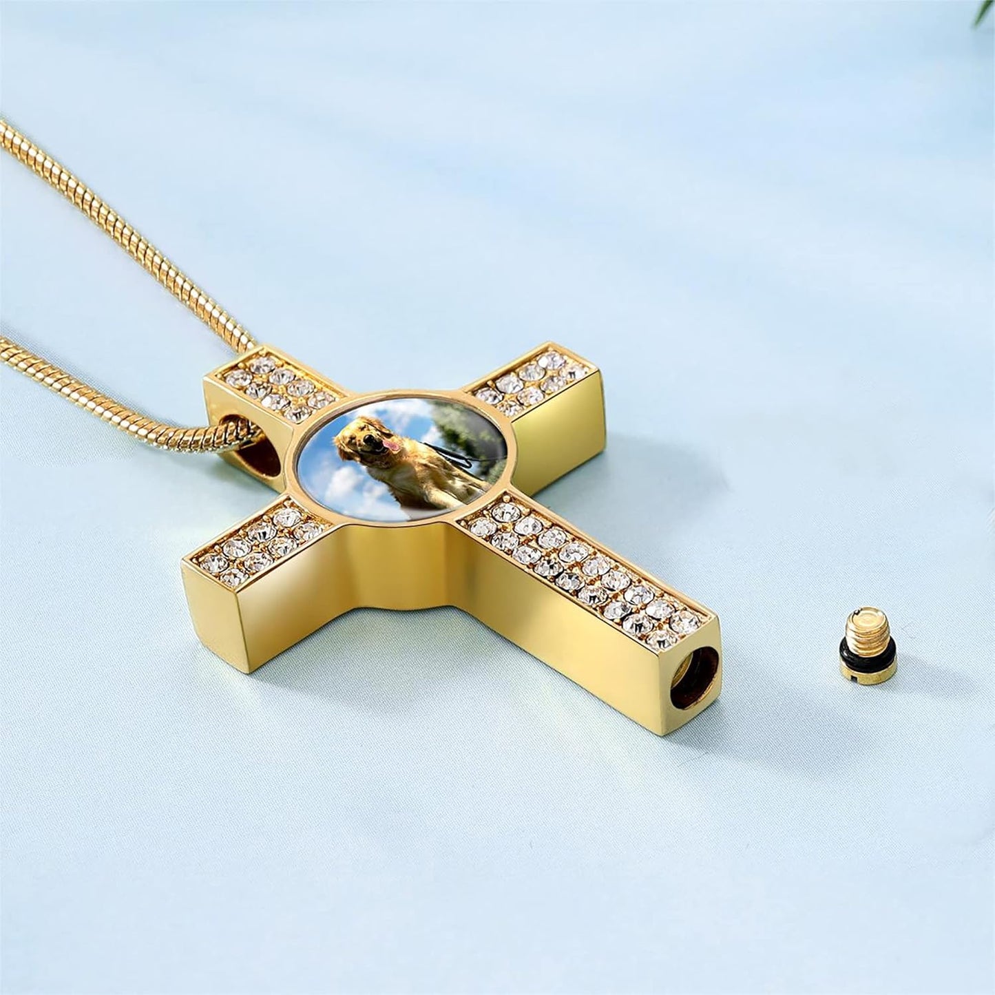 Farfume Personalized Pet Urn Necklace for Dog Cat Ashes Cremation Pet Memorial Customized Photo Text Engraving Pendant Keepsake Funeral Jewelry