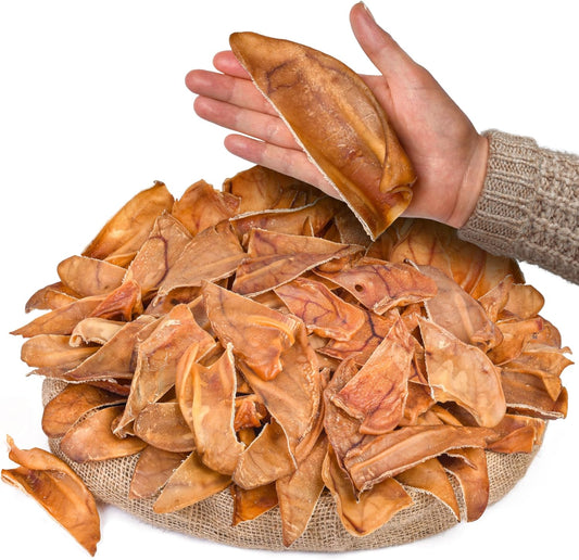 Healthy Half Pig Ears 100 pcs | Natural Single Ingredient Dog Treats | Rawhide Alternative Chews | Dental Snack for All Breeds