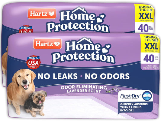 Hartz Home Protection Lavender Scented Dog Pads, XXL 80 Count, Super Absorbent & Won't Leak, Odor Eliminating