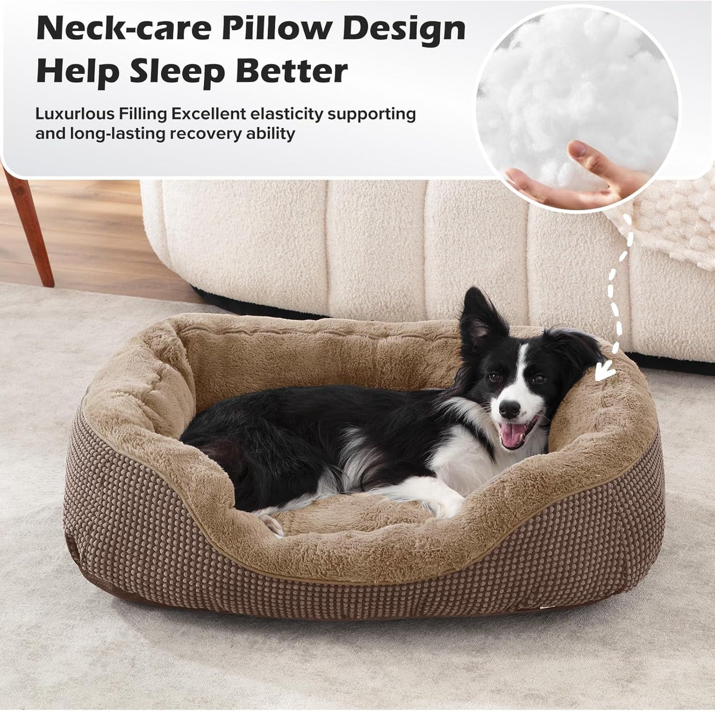 INVENHO Large Dog Beds Large Sized, Washable Orthopedic Warming Soft Sleeping Durable with Anti-Slip Bottom