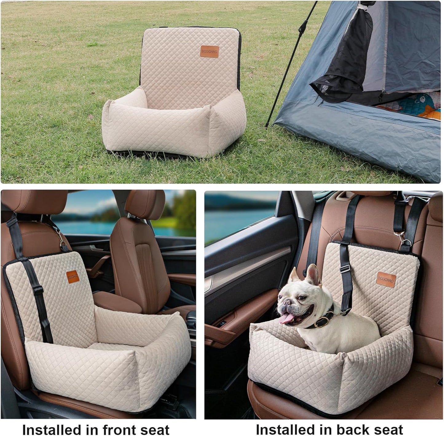 Dog Car Seat Pet Booster Seat Pet Travel Safety Car Seat,The Dog seat Made of Materials is Safe and Comfortable, and can be Disassembled for Easy Cleaning (Off White)