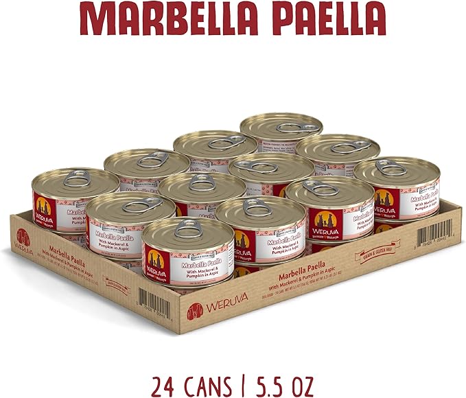 Weruva Classic Dog Food, Marbella Paella with Mackerel & Pumpkin in Aspic, 5.5Oz Can (Pack of 24)