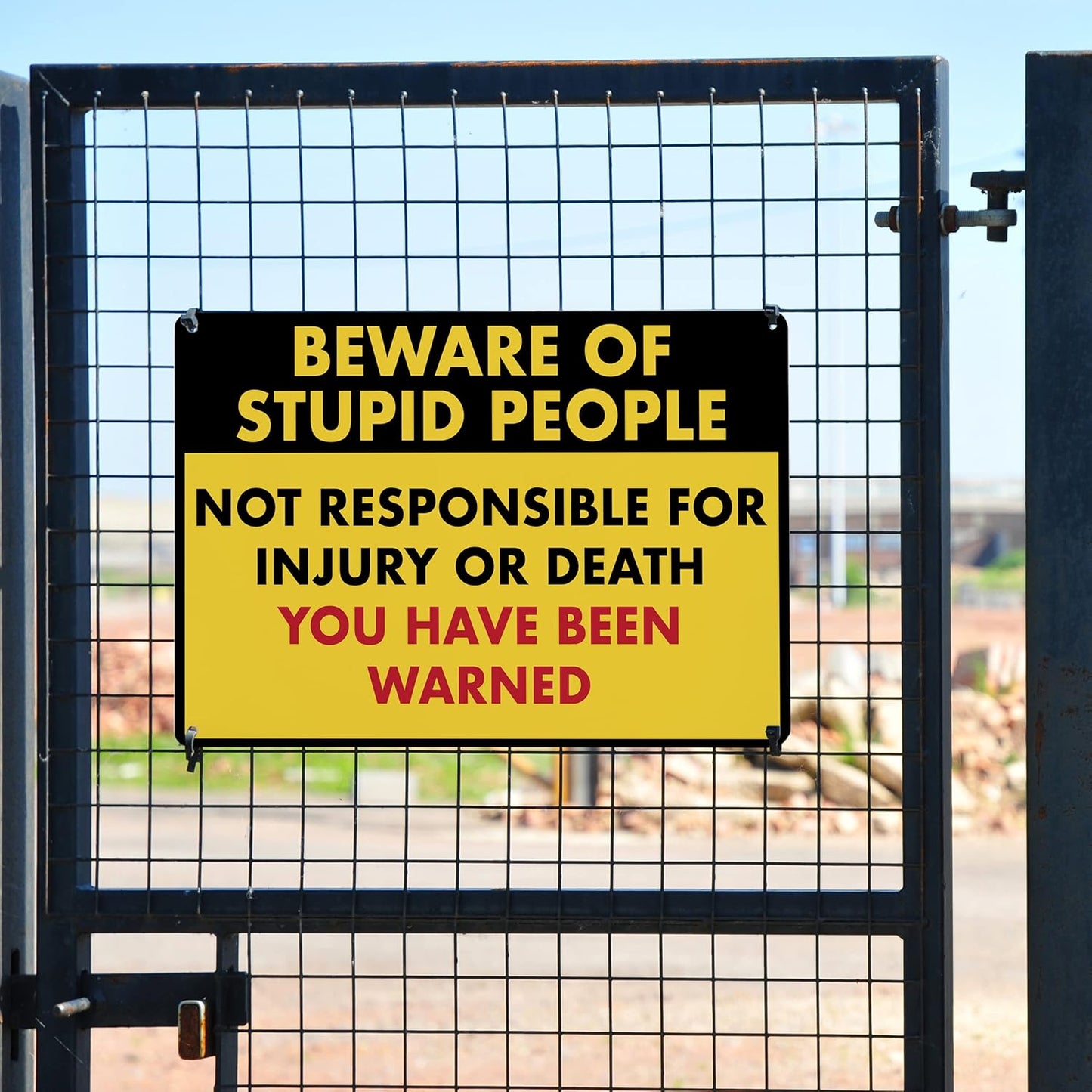 Beware of Stupid People - Humorous Plastic Sign - 8" x 12" - Funny Garage Sign, Office Wall Decor, Mechanic Gift, Street Sign for Bedroom - ENVISIONED Signage