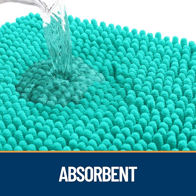 OLANLY Door Mat for Muddy Dog Paws 24x16, Ultra Absorbent Chenille Mud Doormat with Paw Print Design, Non-Slip Washable Doormat for Indoor Entryway, Quick-Dry Pet Bed Mats for Dirty Dogs, Teal