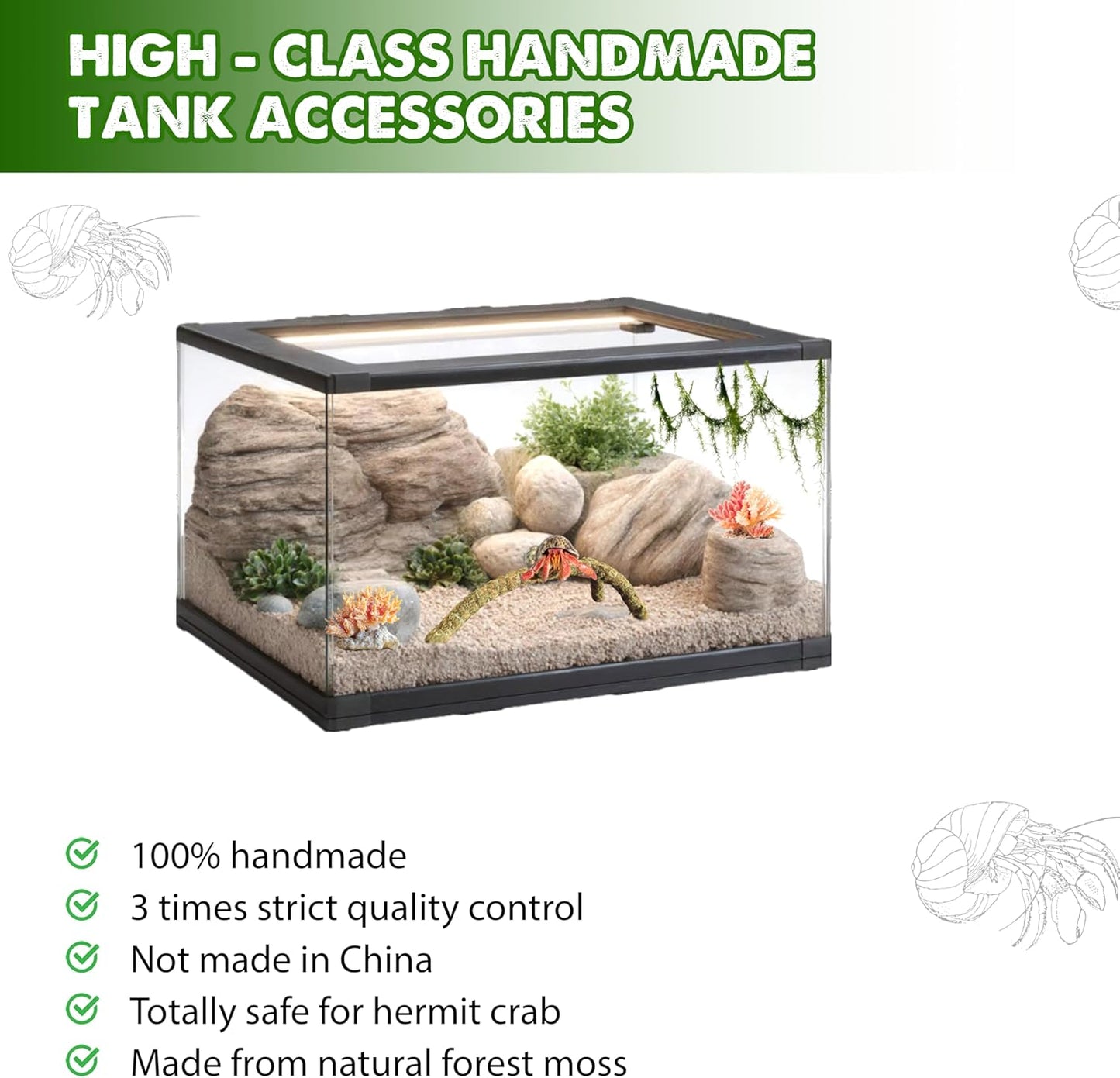 Duspro Hermit Crab Climbing Toys – Y Shaped Flexible Moss Pole Wrapped in Soft Yarn and Forest Moss, Hermit Crab Accessories and Easy-to-Use Hermit Crabs Supplies – Perfect for Climbing (12 inches)